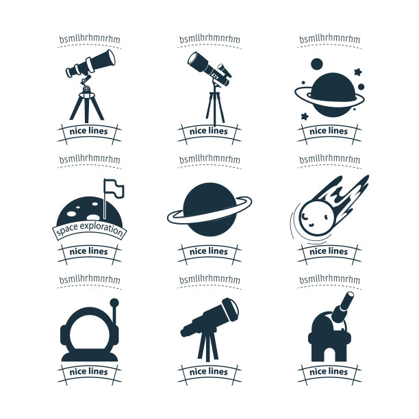 太空图标设置望远镜卫星行星图片下载