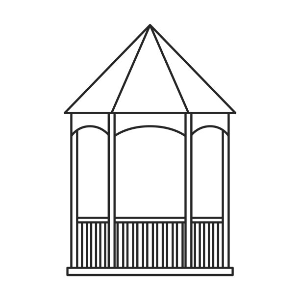 凉亭木制轮廓图标图片下载