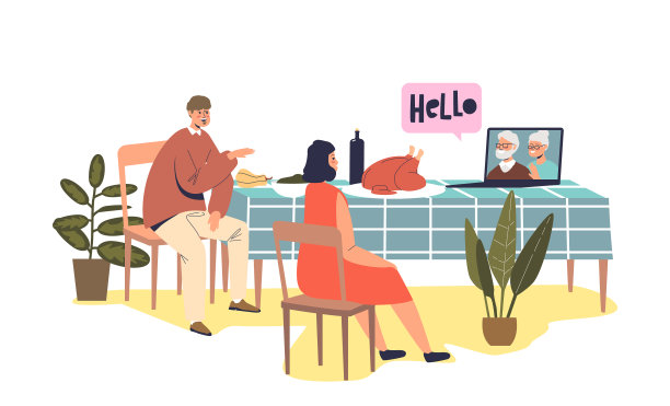 家庭夫妇有感恩节假期晚餐聊天图片下载