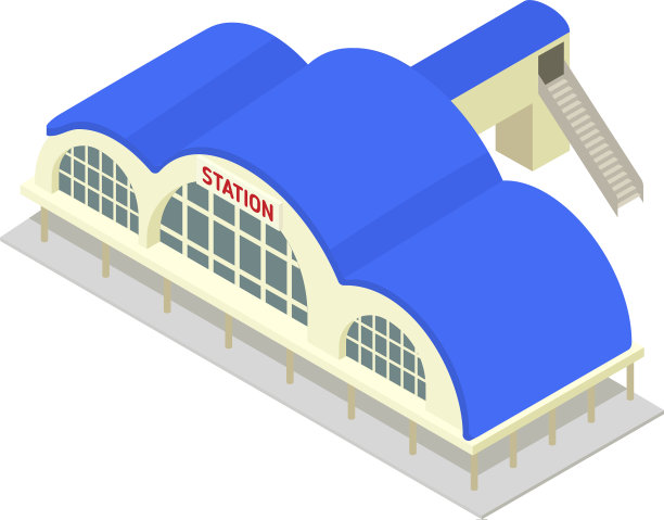 现代火车站图标等距风格图片下载