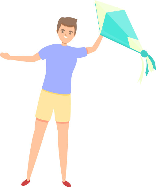 童年玩风筝图标卡通风格图片下载