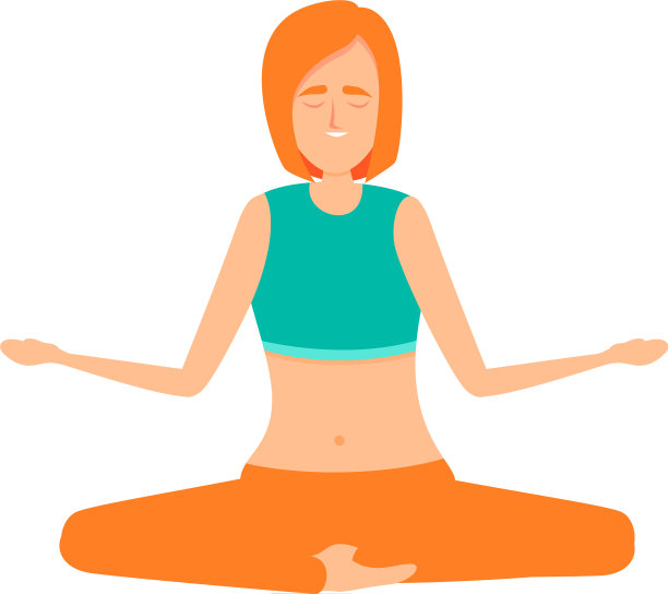 女孩冥想图标卡通风格图片下载