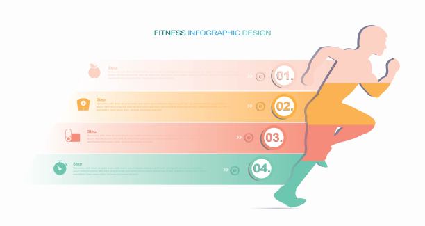 健身和锻炼相关线信息图设计库存插图信息图，健康的生活方式，锻炼，健身房图片下载