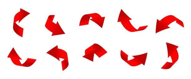 梯度红色弯曲箭头3d现实集图片下载