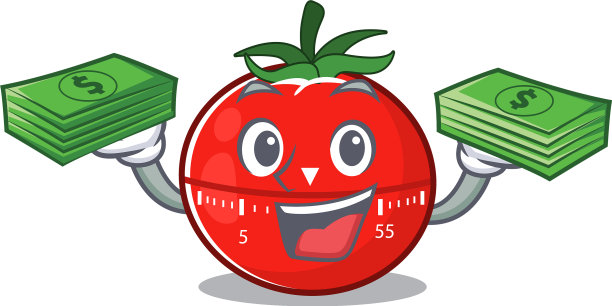 一个富有的番茄厨房定时器卡通人物图片下载