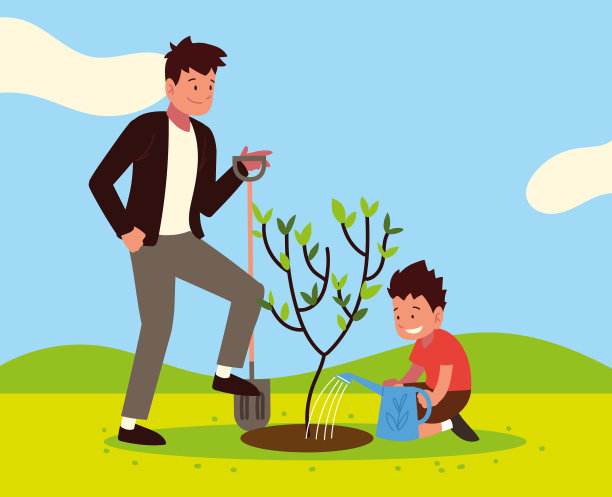 父亲儿子种植图片下载