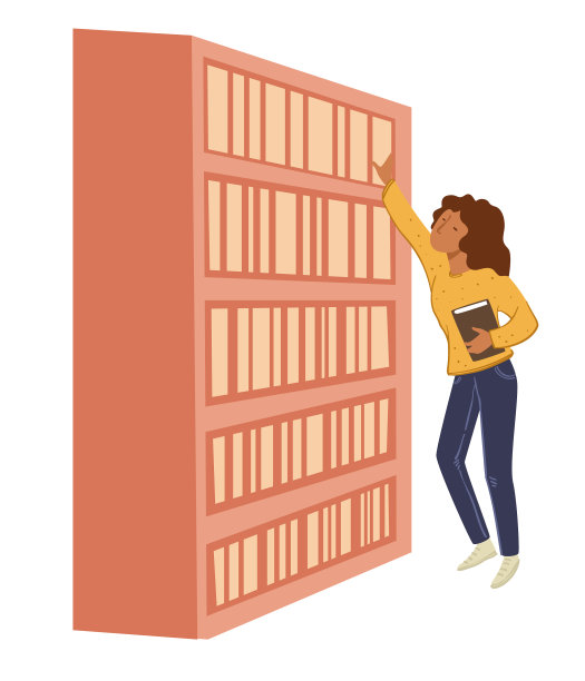 在书柜店图书馆找书的女人图片下载