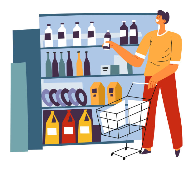 男性角色在超市购买商品图片下载