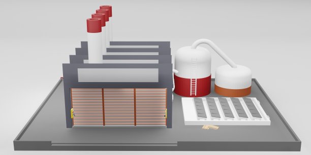 工厂工业建筑工业设计3D插图图片下载