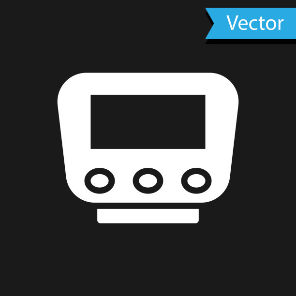 白色自行车速度计图标孤立在黑色上图片下载
