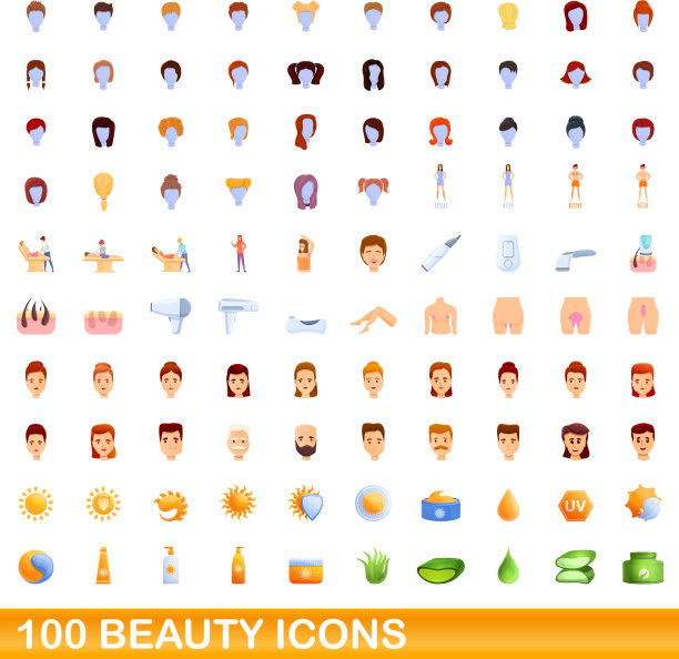 100美女图标设置卡通风格图片下载