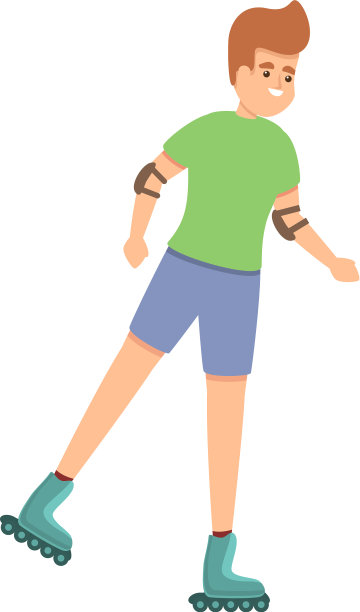 男孩生活方式滑旱冰图标卡通风格图片下载