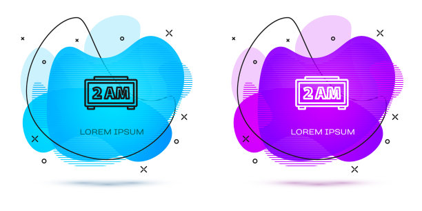 线路数字闹钟图标隔离在白色图片下载