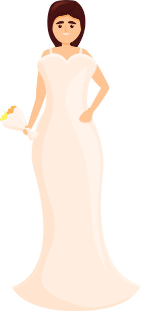 完美的婚纱图标卡通风格图片下载