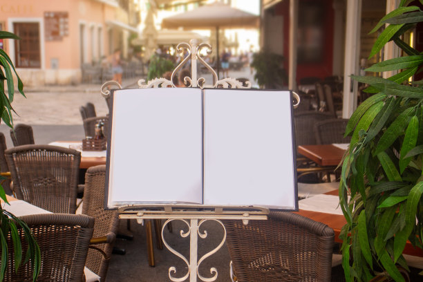 餐厅前空荡荡的菜单图片下载