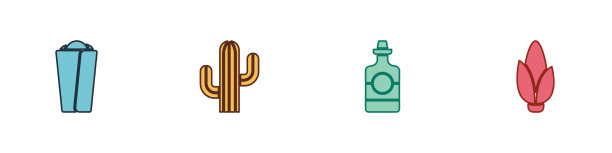 设置玉米煎饼，仙人掌，龙舌兰瓶和玉米图标图片下载