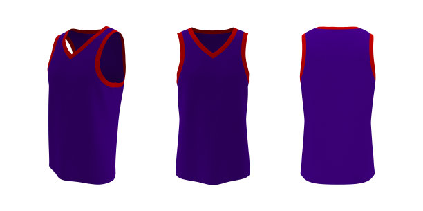 空白v领无袖t恤模型在前面，侧面和背面的观点图片下载