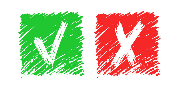 手绘检查和交叉符号元素图片下载