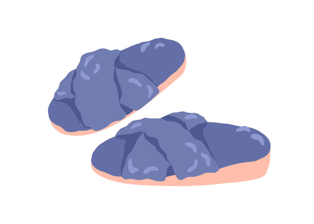 双交叉带毛皮冬季拖鞋隔离图片下载