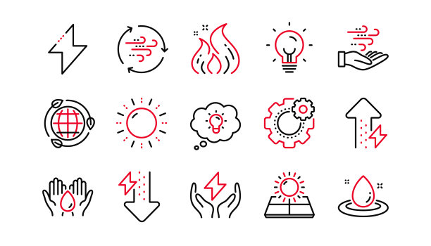 能源线图标太阳能电池板，风能和图片下载