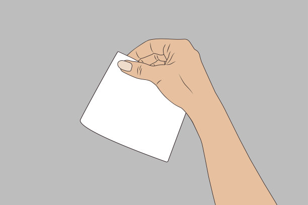 一个女人的手拿着一张白纸。矢量股票插图eps10。图片下载