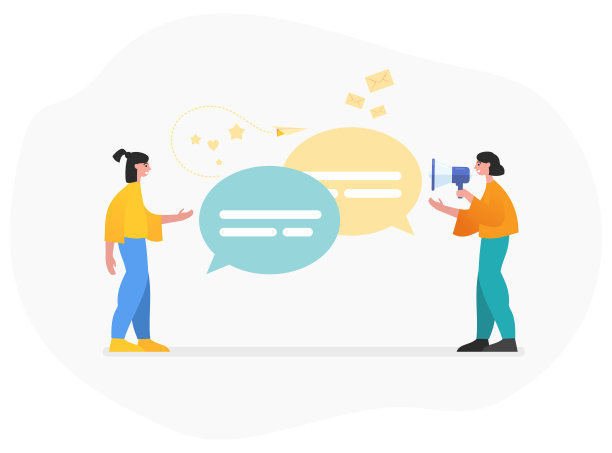 提问，回答，帮助中心。两个人站在旁边聊天图片下载