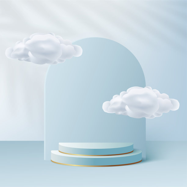 抽象背景与蓝色几何3d讲台。矢量图图片下载