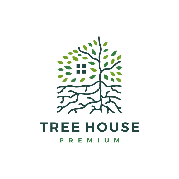 树屋根叶子标志图标图片下载