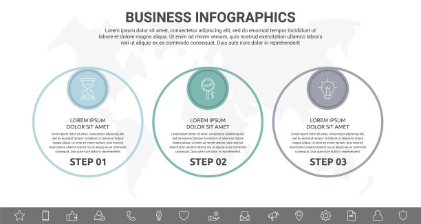 现代和线向量信息图表与图标和三个步骤图片下载
