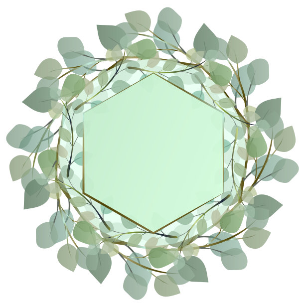 用树枝和树叶做成的圆形装饰框架。装饰元素。贺卡，请柬，海报，横幅，包装的天然框架。图片下载