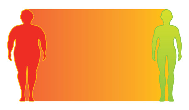 减肥的概念。饮食和健身前后。身体有不同的重量。健康的生活方式。图片下载