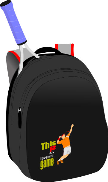 黑色背包和网球火箭图片下载