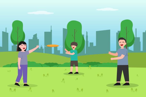 一群可爱的孩子在一起玩飞盘图片下载