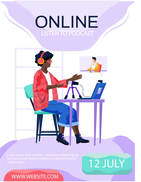 戴着耳机的女孩正在录音图片下载