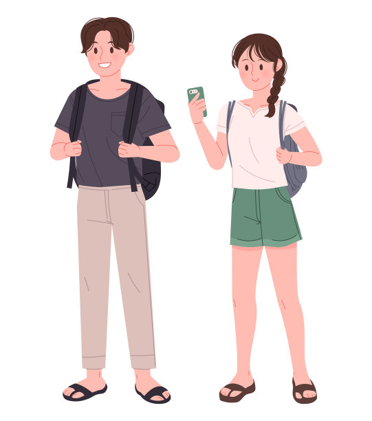 隔离的男女游客，女人用智能手机寻找路线。图片下载