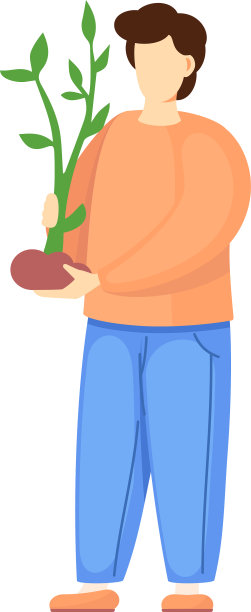 盖伊正在用植物做园艺和绿化地球图片下载