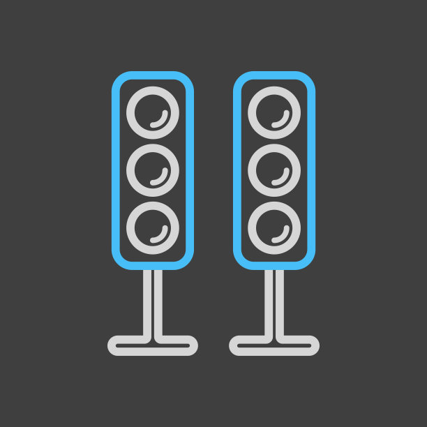 音响系统喇叭矢量图标黑色背景图片下载