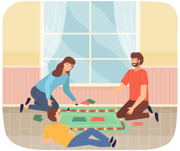 友好的家庭玩棋盘游戏，父母和孩子在家共度美好时光图片下载