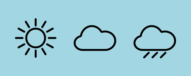一组天气图标。矢量图图片下载