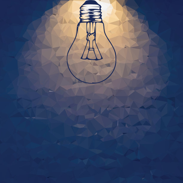 深蓝色的抽象背景与灯泡图片下载