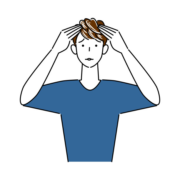 头顶头发稀疏和白发的男士的头发护理插画图片下载