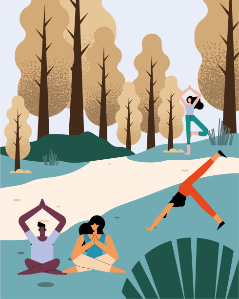 瑜伽练习者景观图片下载