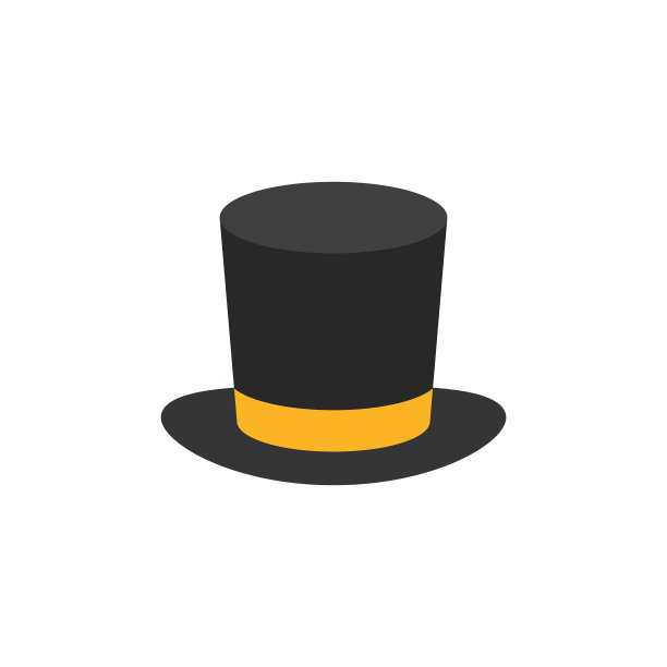 圆顶礼帽图标黑色剪影平底风格图片下载