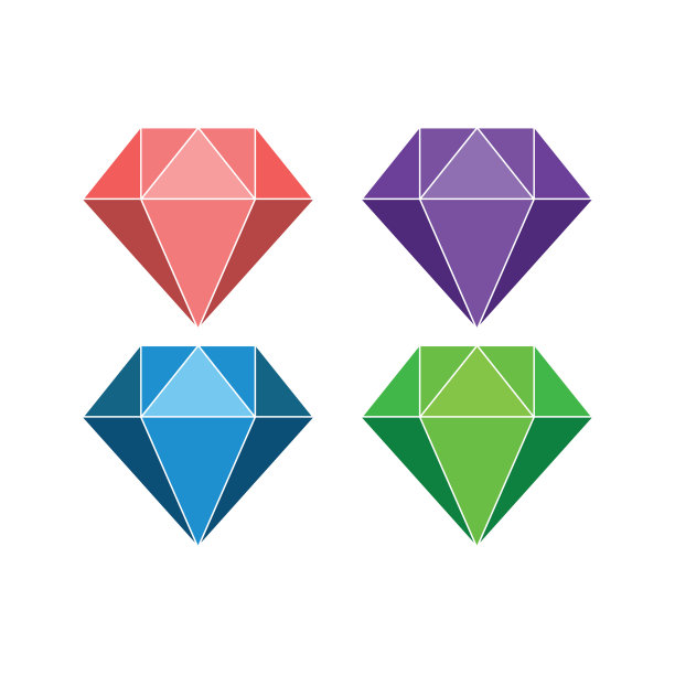 钻石图标设置珠宝宝石标志卡通风格图片下载