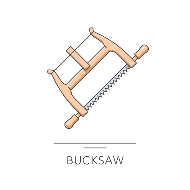 Bucksaw outline彩色图标。矢量图图片下载