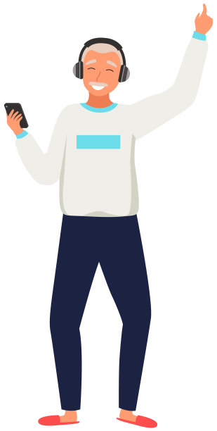 老年男性角色欢快地跳舞图片下载