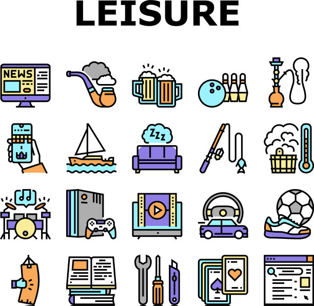 男子休闲时间收集图标集图片下载