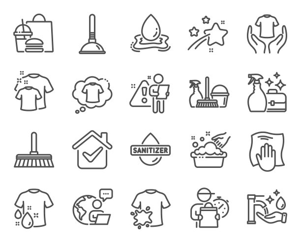 清洁图标集包括图标作为洗涤布图片下载