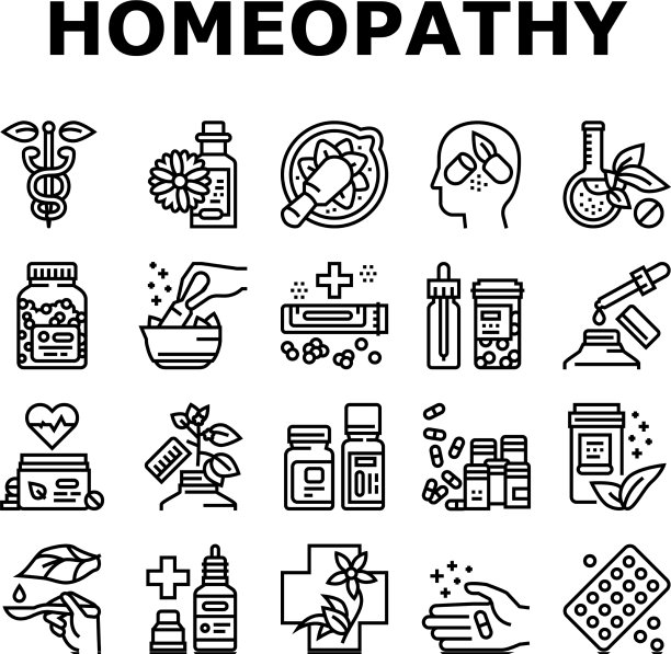 顺势疗法药物收集图标集图片下载