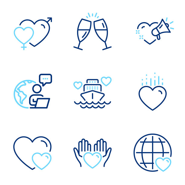 爱的图标集包括作为男性女性图标图片下载